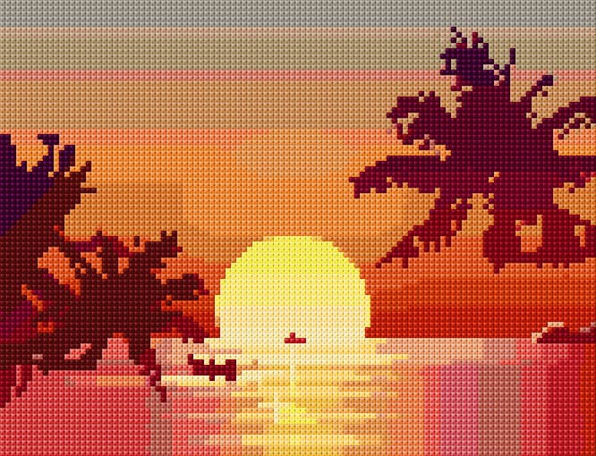 Ocean Sunset free cross-stitch pattern