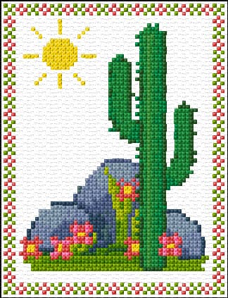 Cactus free cross-stitch pattern