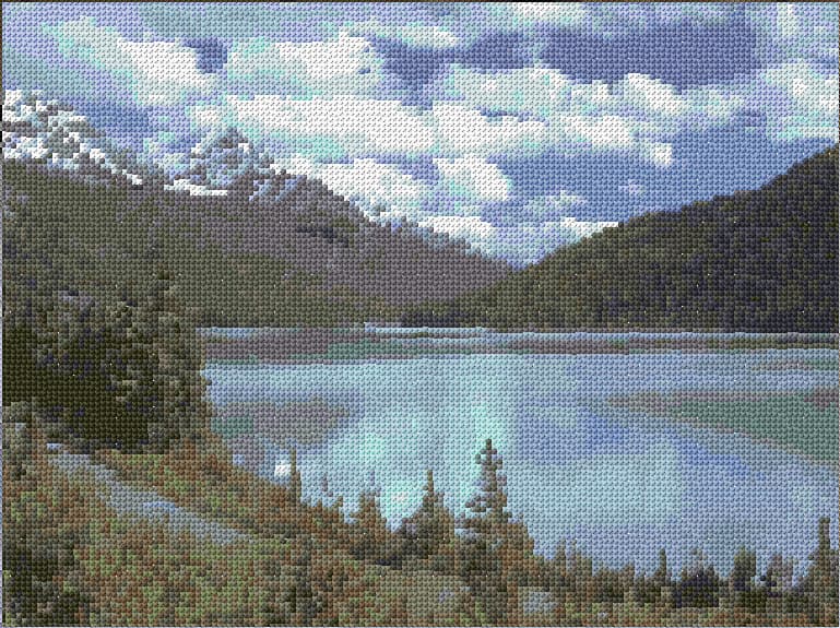 Lake free cross-stitch pattern