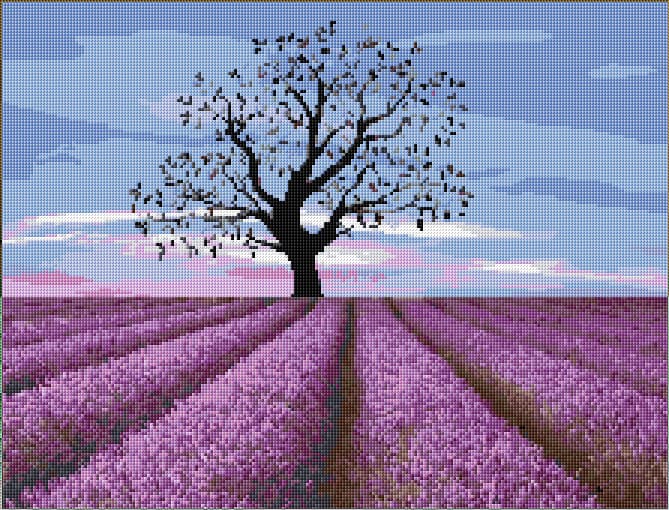 Lavender Field free cross-stitch pattern