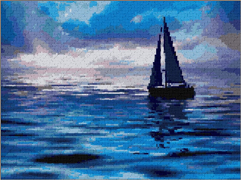 Boat free cross-stitch pattern