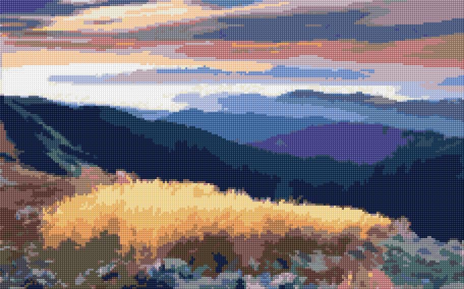 Mountains free cross-stitch pattern
