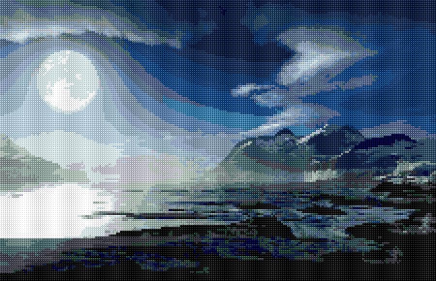 Full Moon free cross-stitch pattern