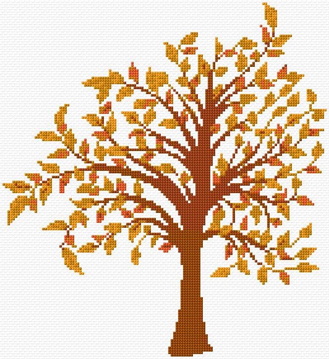 Autumn Tree free cross-stitch pattern