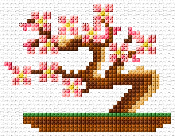 Bonsai Tree free cross-stitch pattern