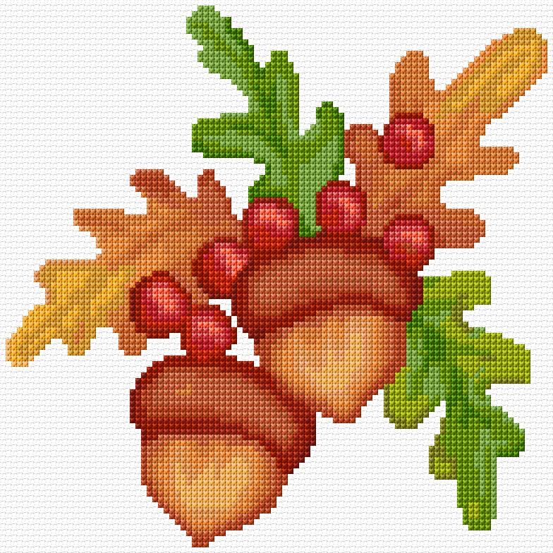 Acorns free cross-stitch pattern