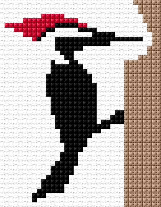 Woodpecker free cross-stitch pattern
