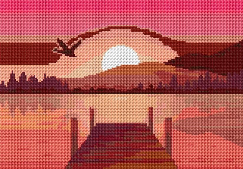 Sunset free cross-stitch pattern