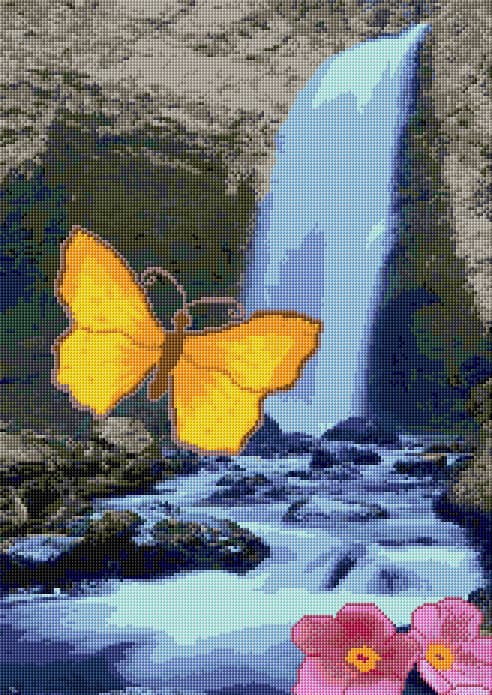 Waterfall free cross-stitch pattern