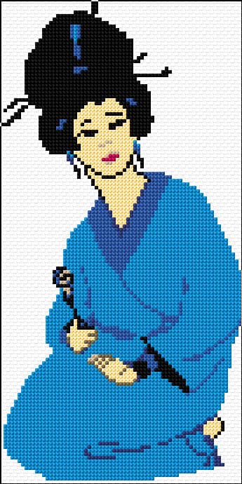 Geisha free cross-stitch pattern