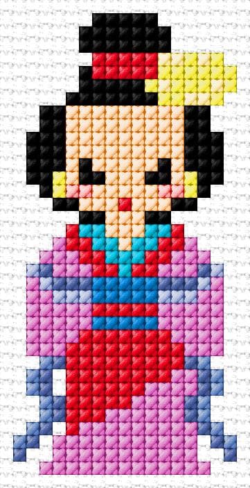 Geisha free cross-stitch pattern