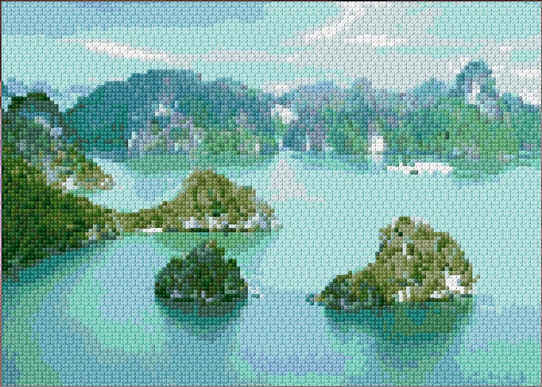 Halong Bay free cross-stitch pattern