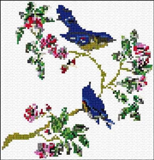 Birds free cross-stitch pattern