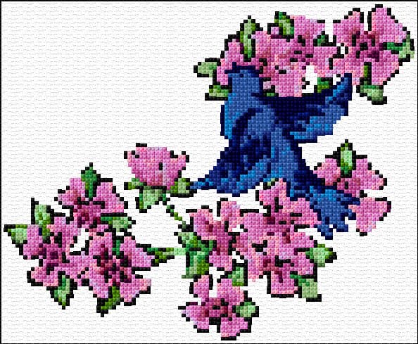 Bird and Flowers free cross-stitch pattern