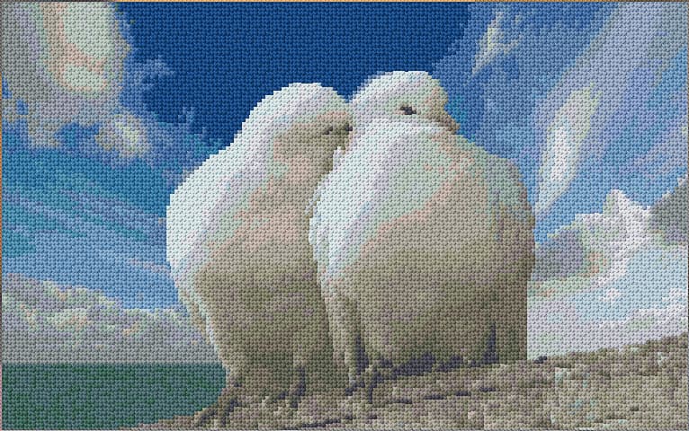 White Doves free cross-stitch pattern