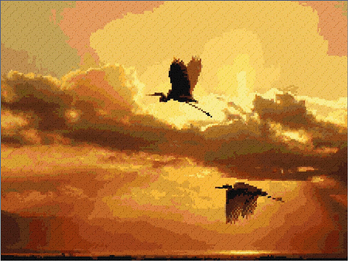 Cranes free cross-stitch pattern