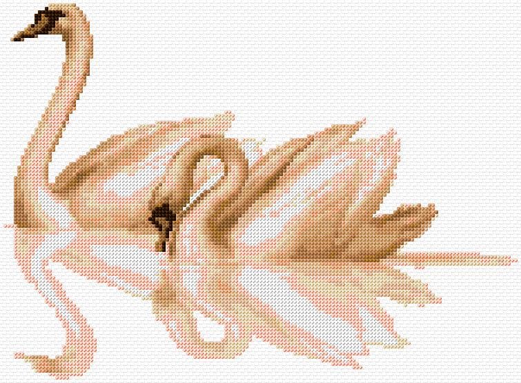 Swans free cross-stitch pattern