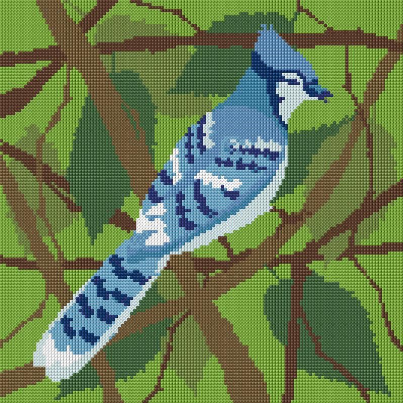American Blue Jay free cross-stitch pattern