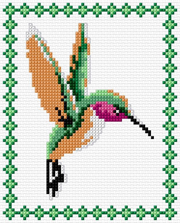 Hummingbird free cross-stitch pattern