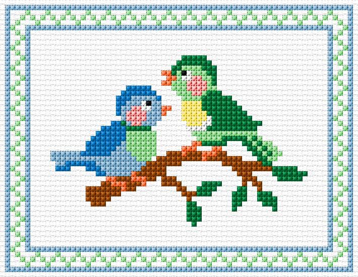 Birds free cross-stitch pattern