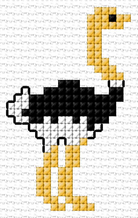 Ostrich free cross-stitch pattern