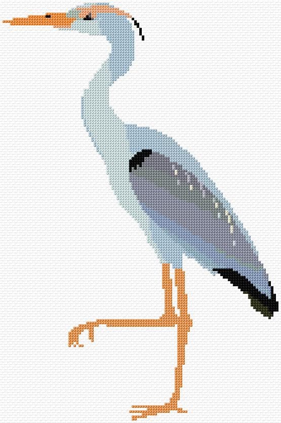 Heron free cross-stitch pattern