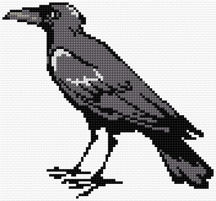 Raven free cross-stitch pattern