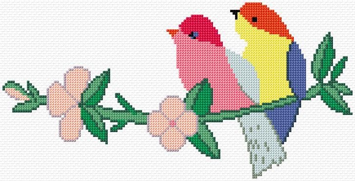 Birds free cross-stitch pattern