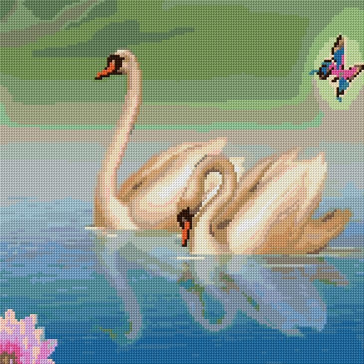 Swans free cross-stitch pattern