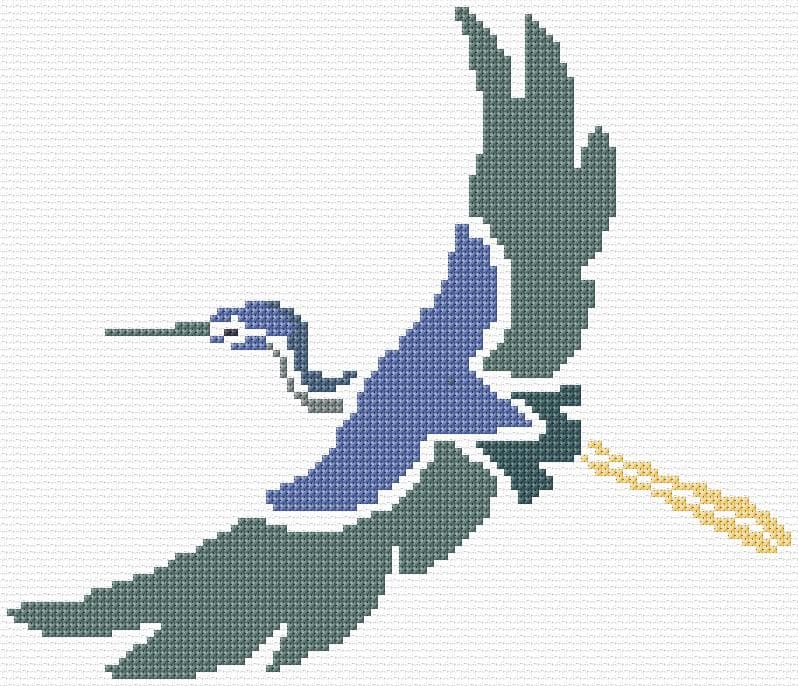 Heron free cross-stitch pattern