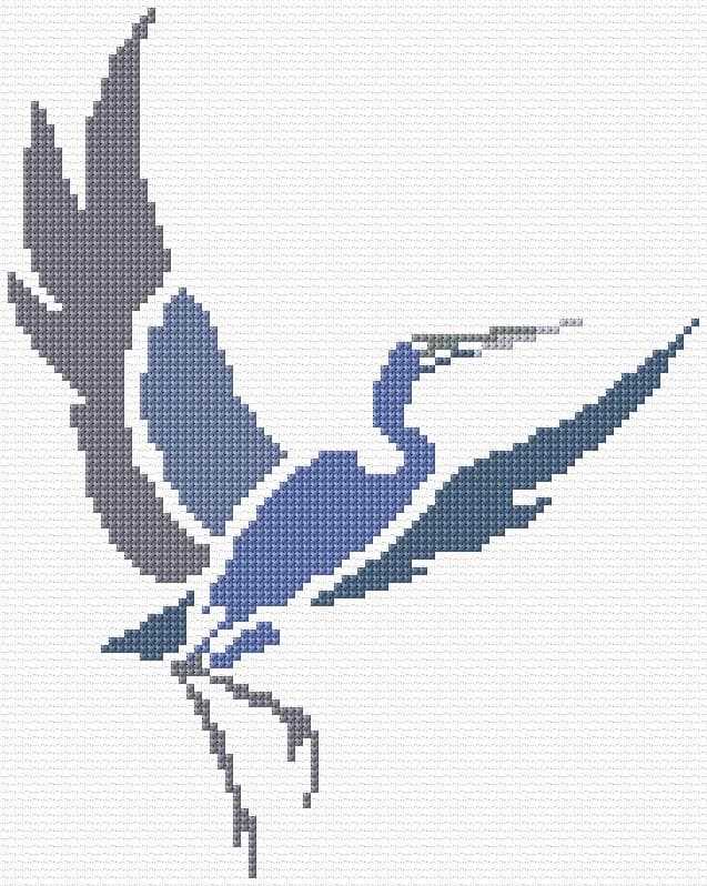 Heron free cross-stitch pattern