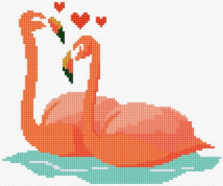 Flamingos free cross-stitch pattern