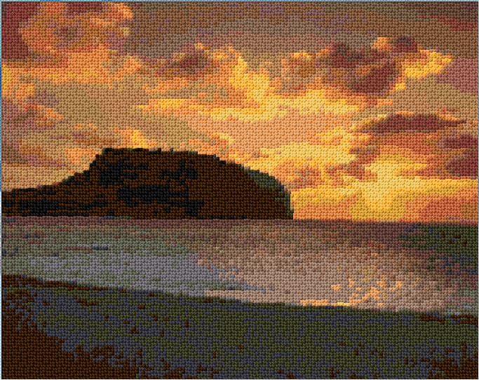 Seongsan Sunrise Peak free cross-stitch pattern